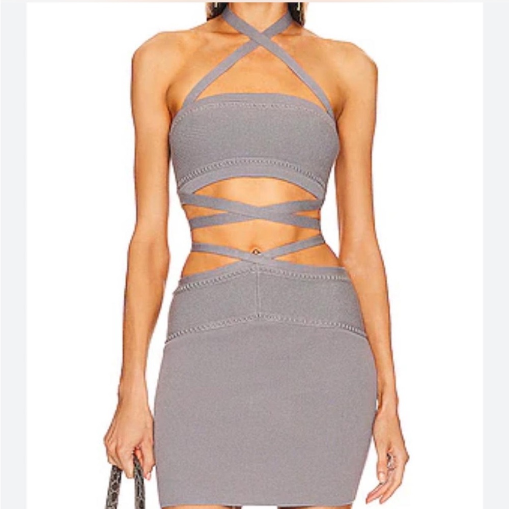 Michael Costello x REVOLVE |  Hamza Criss Cross Crop Top and Skirt | NWT